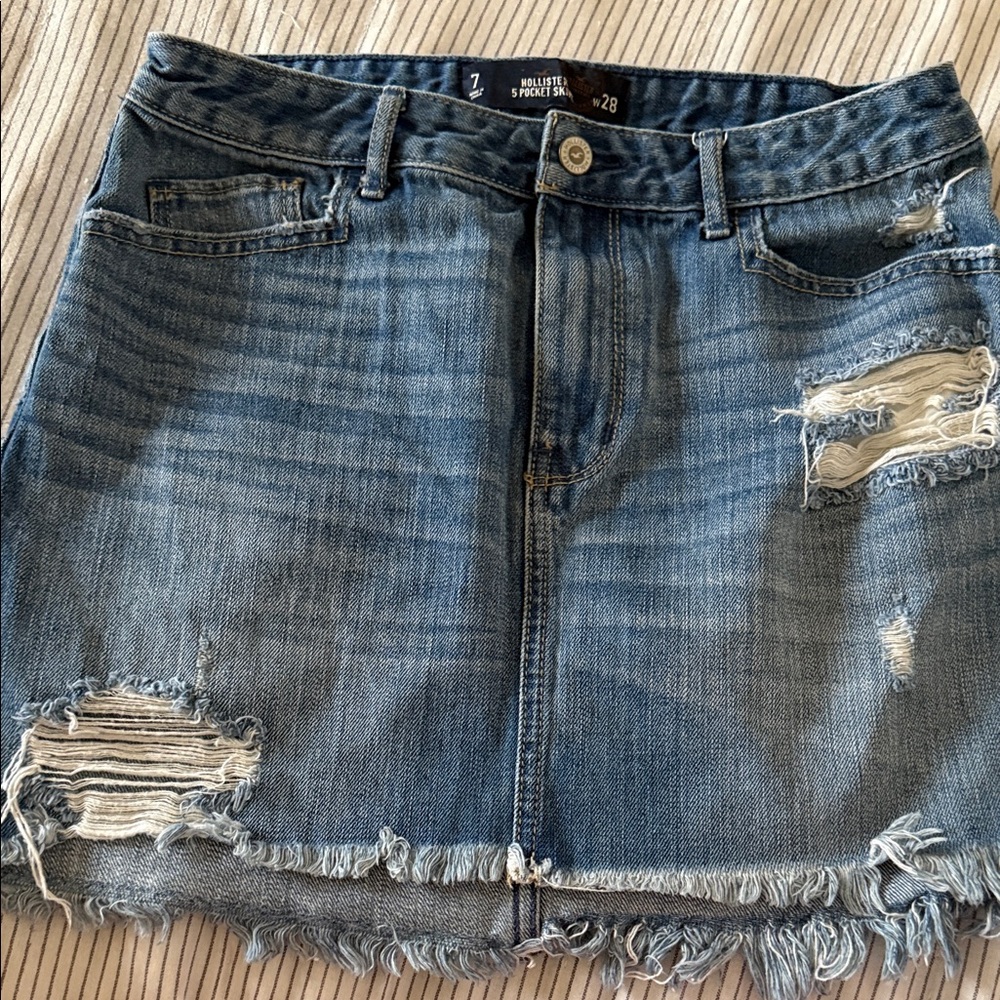 Hollister Blue Distressed Mini Skirt